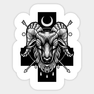 Celestial Satanic Cross Goat Sticker